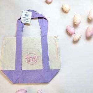 Trader Joe’s MINI NWT canvas pastel lavender tote bag
